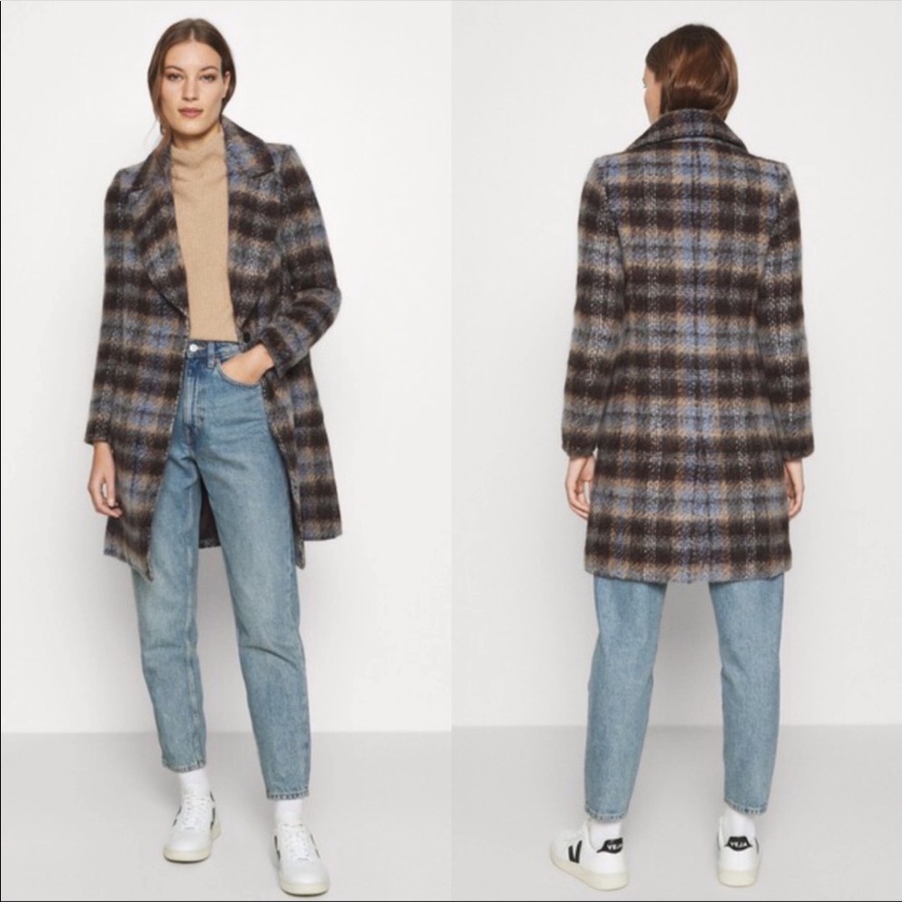 Banana Republic NWT brushed wool plaid coat M